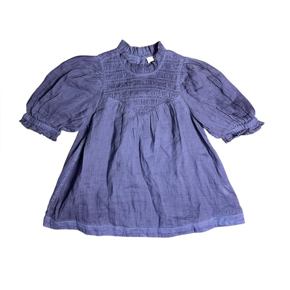 Sea New York Yara Shirred Yoke Top Lapis Size 0 - Picture 3 of 8